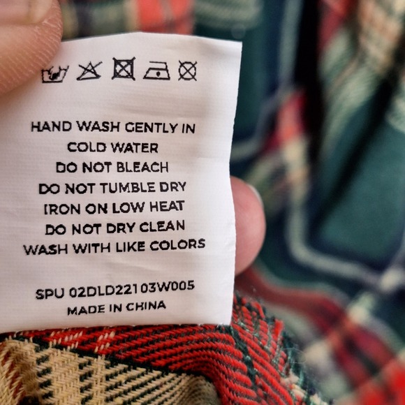 Bloomchic‎ Dress Womens US 26 Multicolor Plaid Midi  Long Sleeve Arc Hem Pockets - Picture 10 of 11